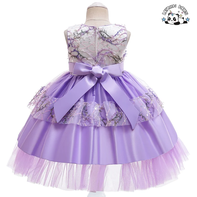 LEZONKIDS - 2023 New Children's Dress Sequin Bow Mesh Gauze Girl Princess Ball Gown Dress For Girls
